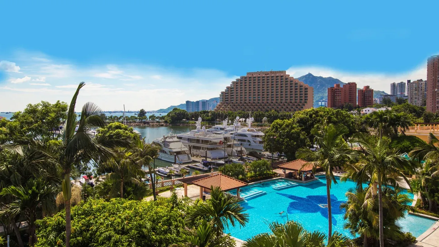 Hong Kong Gold Coast Hotel and the surrounding marina